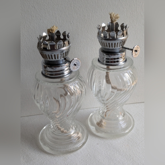 Vintage Lamplight Farm's Crystal Mini Oil Lamps Kerosene Set of Two C-3 - Picture 8 of 10